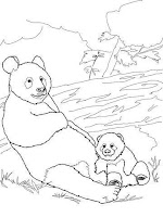 Mother Panda and baby Panda relaxing Coloring page