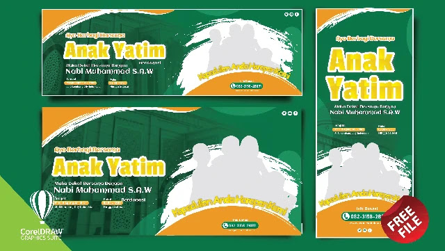 Download Contoh Banner Santunan Anak Yatim CDR Coreldraw Gratis