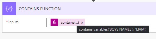 Power Automate Functions - CONTAINS Function