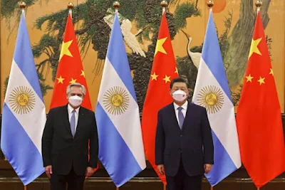 presidente chinês Xi Jinping e seu colega argentino Alberto Fernandez