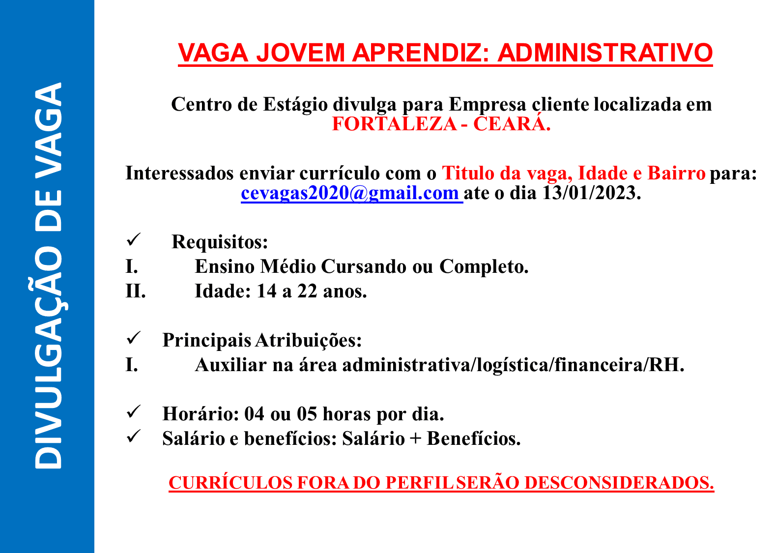 JOVEM APRENDIZ ADMINISTRATIVO