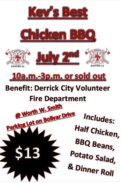 7-2 Chicken BBQ, Worth Smith's, Benefits Derrick City VFD