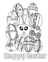 Easter bunny hiding coloring page