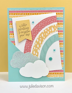 Stampin' Up! Rainbow of Happiness Corner Pocket Card + Project Playback Video Tutorial ~ Sale-a-Bration 2022 Sunshine & Rainbows Designer Paper ~ www.juliedavison.com #stampinup #projectplayback #juliedavison