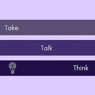 A gif infographic listing my three approaches to career development-- Take, Talk, and Think