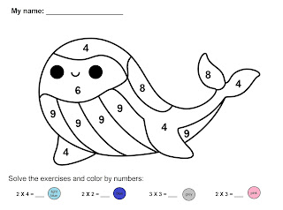 multiplication Solve the exercises and color by numbers