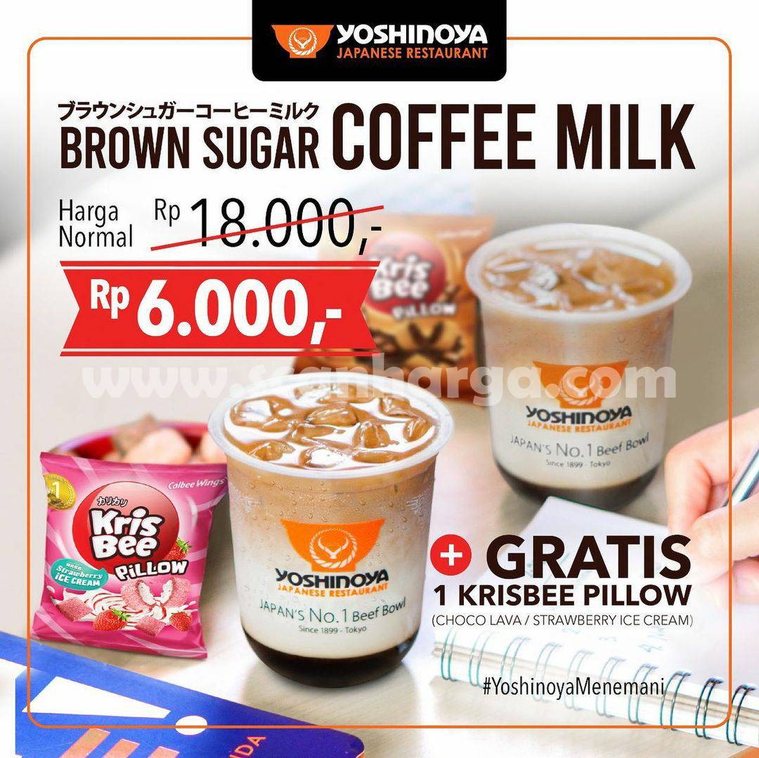 Promo YOSHINOYA Brown Sugar Coffee Milk harga cuma Rp. 6.000