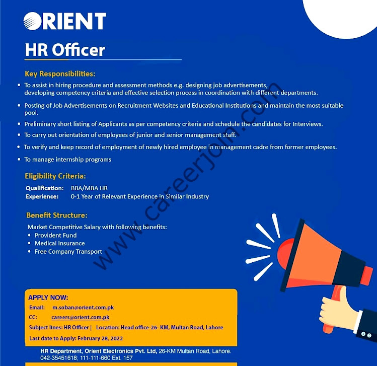 New Jobs in Orient Group Of Companies