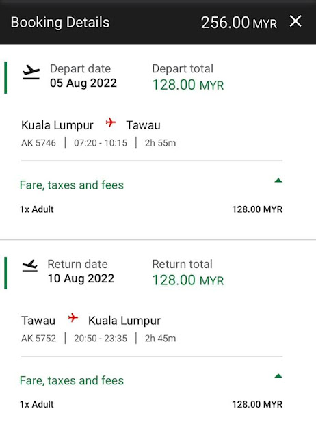 Kuala Lumpur - Tawau : Pergi Balik RM256