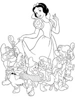 Snow White and the 7 dwarfs coloring pages