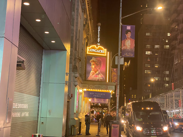 Diana The Musical Marquee at the Longacre Theatre at Night