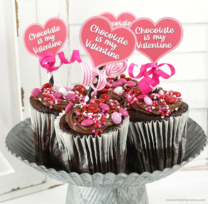 Chocolate Valentine Cupcake Toppers