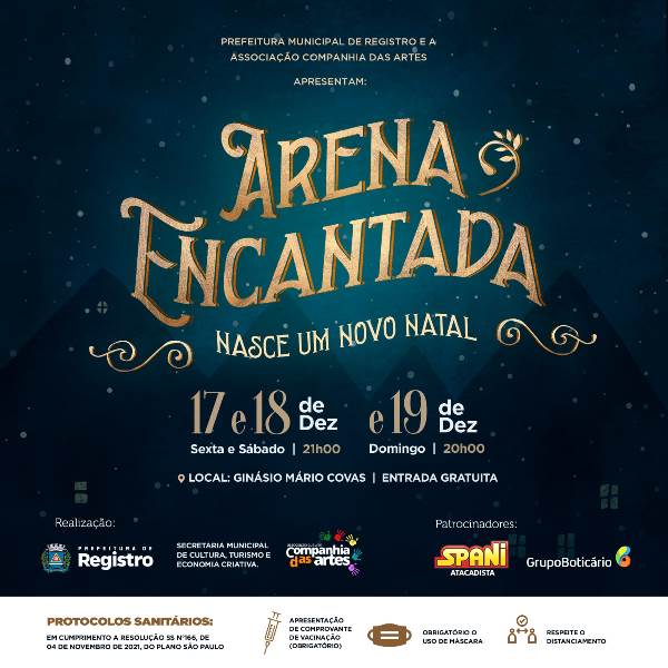 Prefeitura de Registro-SP apresenta espetáculo de Natal Arena Encantada