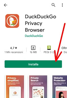 Usare DuckDuckGo da Smartphone - 1 vai sullo store e installa l'app con il papero