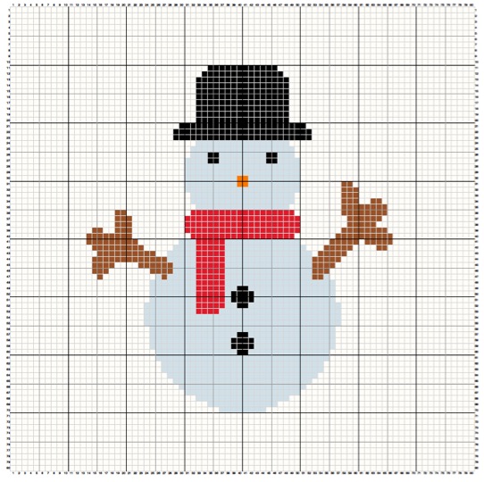 Snowman - free cross stitch pattern