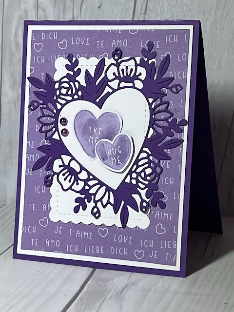 Handmade Valentine Card using Stampin' Up! Floral Heart Dies and Sweet Conversations Bundle