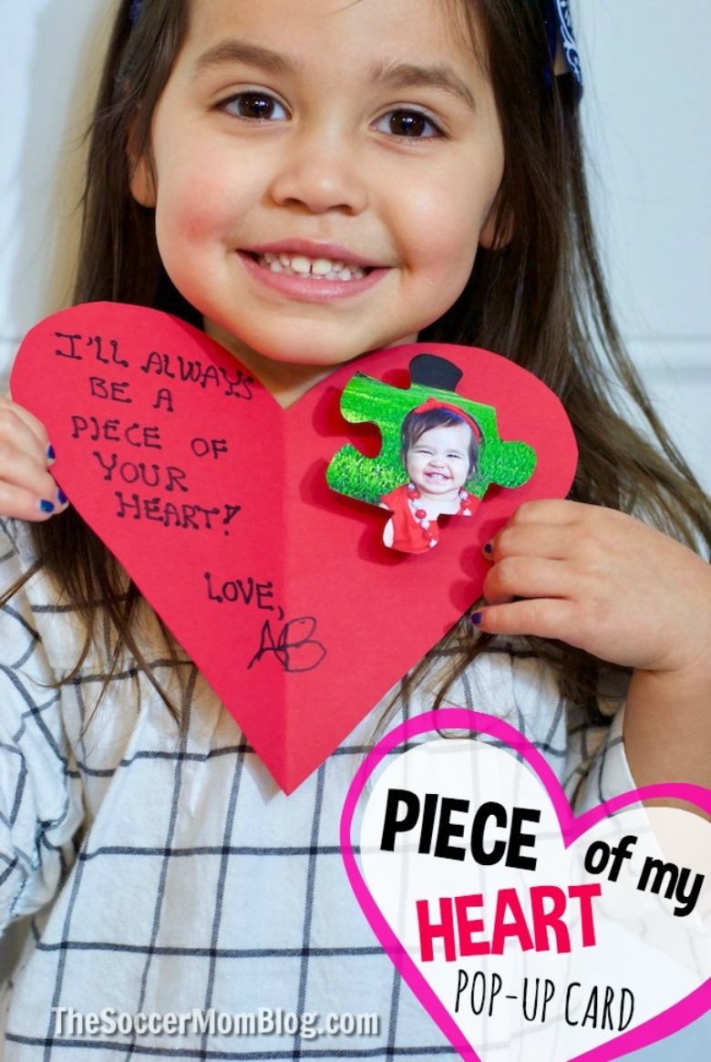 Handmade piece of my heart valentine cards for kids
