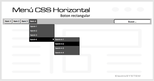 Menú CSS Horizontal (Botones con sombra y buscador integrado)