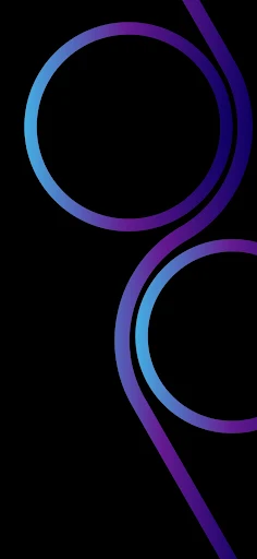 Minimalistic iPhone wallpaper with sleek neon circles intertwining in a cosmic dance on a pure black background, evoking a sense of futuristic elegance.