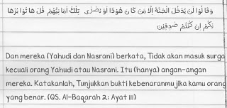 Ayat dan terjemah Q.S. Al-Baqarah ayat 111