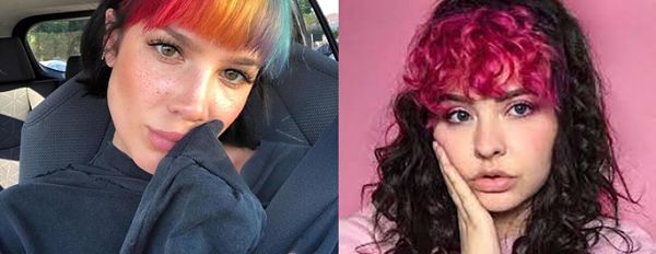 Tendencia tinte de pelo flequillo a color para carnaval