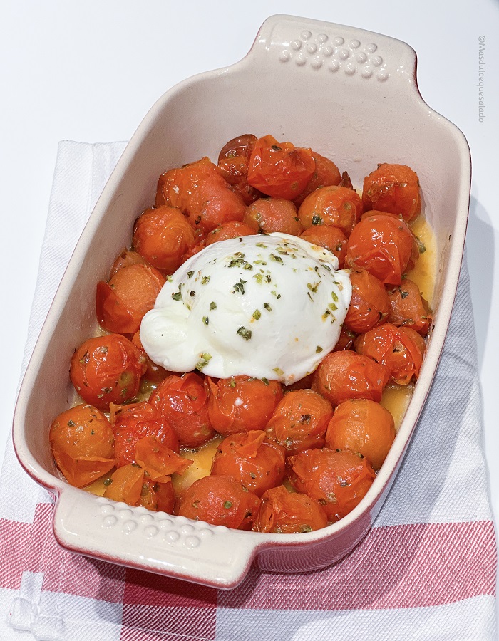 Tomate Cherry con burrata en Airfryer