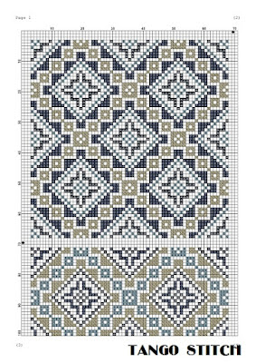 Beige cross stitch ornament easy embroidery pattern