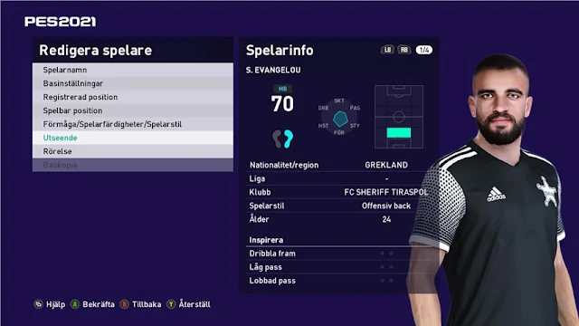 Stefanos Evangelou Face For eFootball PES 2021