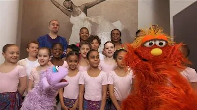 Sesame Street Episode 4425. Murray and Ovejita go to the Alvin Ailey American Dance Theater for West African Dance class.