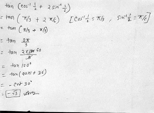 Find the value of tan (cos ^−1  1/2 + 2sin^−1 1/2)  Inverse Trigonometry
