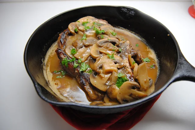 Skillet Rib Eye Steak with Mushroom Sauce at Miz Helen's Country Cottage