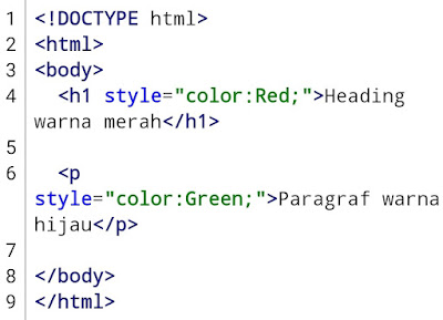 Contoh Program 1 Inline CSS