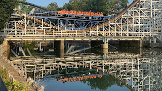 SooperDooperLooper Reflecting In The Water Hersheypark Roller Coaster at Sunset