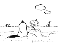 Snoopy and Woodstock at the beach scoloring page