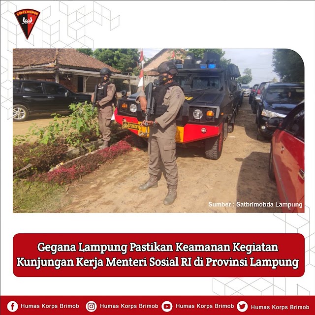 Gegana Lampung Pastikan Keamanan Kunjungan Kerja Menteri Sosial RI di Provinsi Lampung