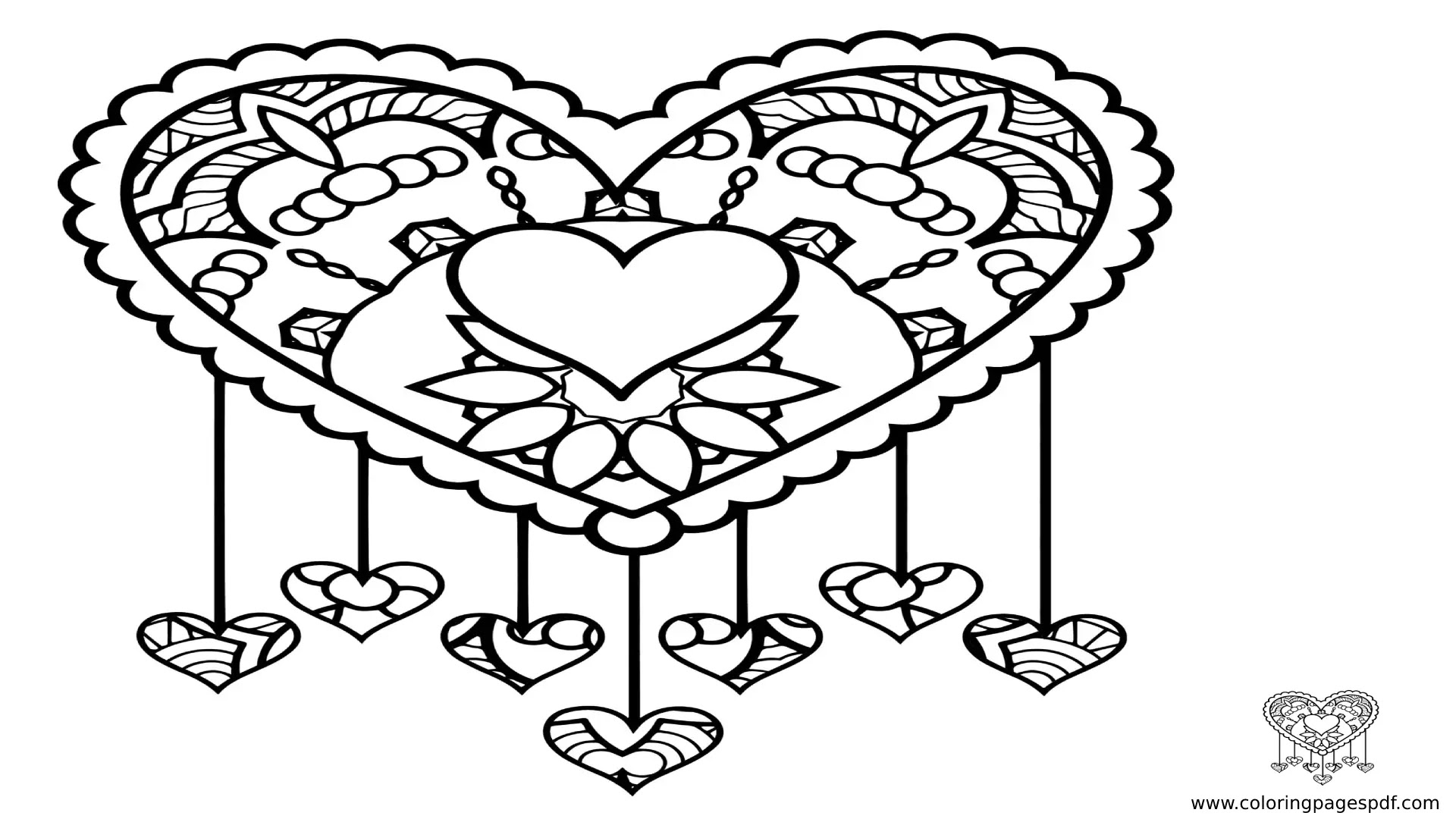 Coloring Pages Of A Heart Accessory Mandala