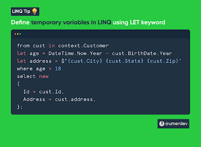 You can define temporary variables in LINQ query expression