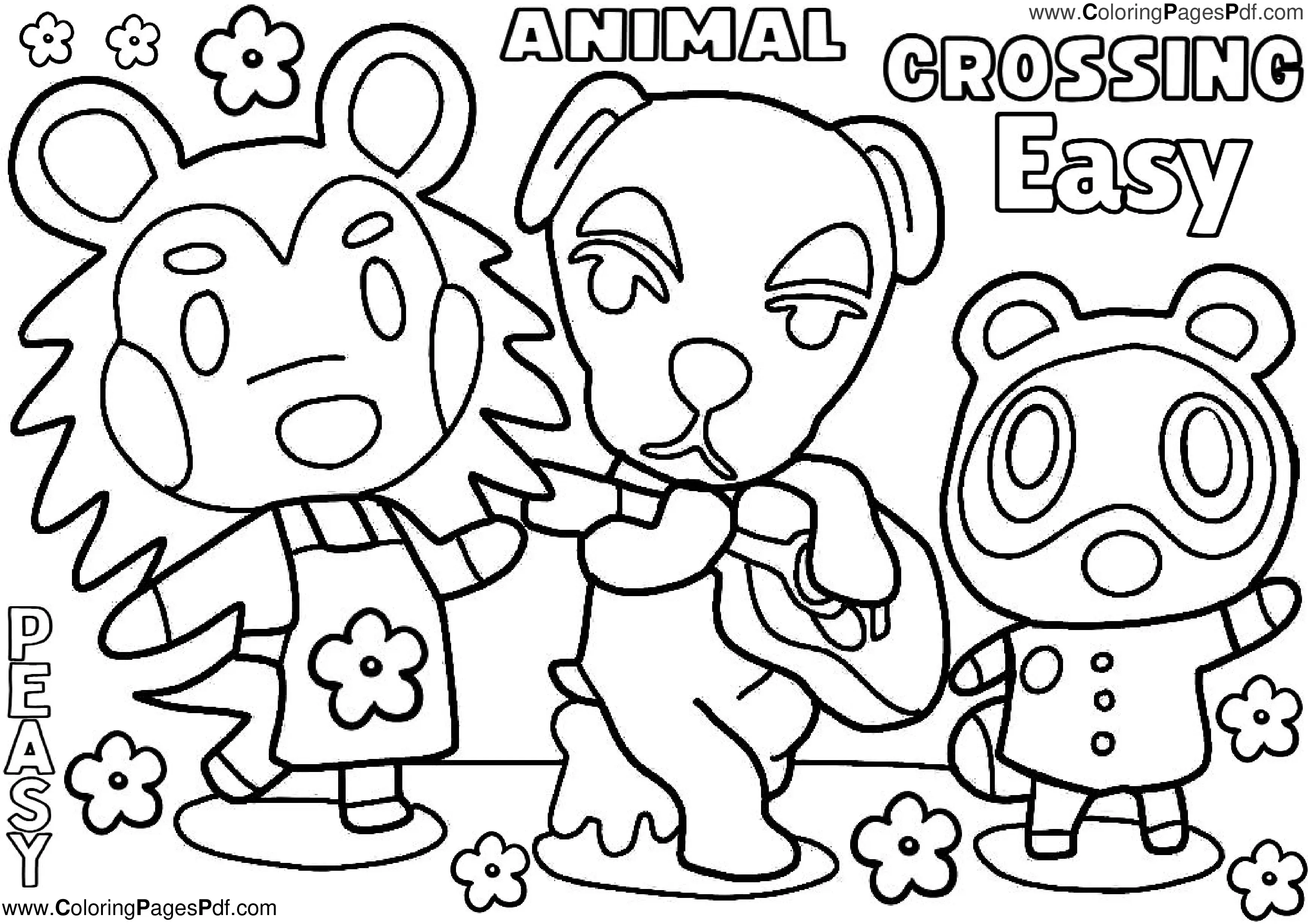 Animal crossing coloring pages for kids
