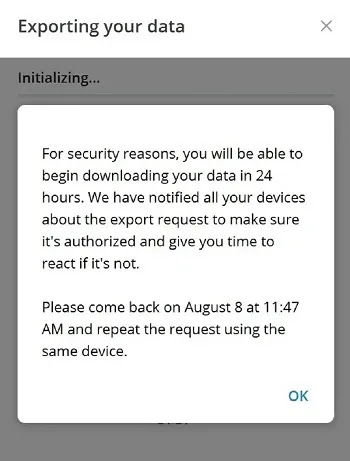 الخطوة الثالثة هي إخراج معلومات Telegram