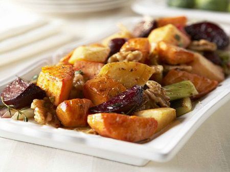 Roasted Winter Vegetables with Walnut Vinaigrette Recipe