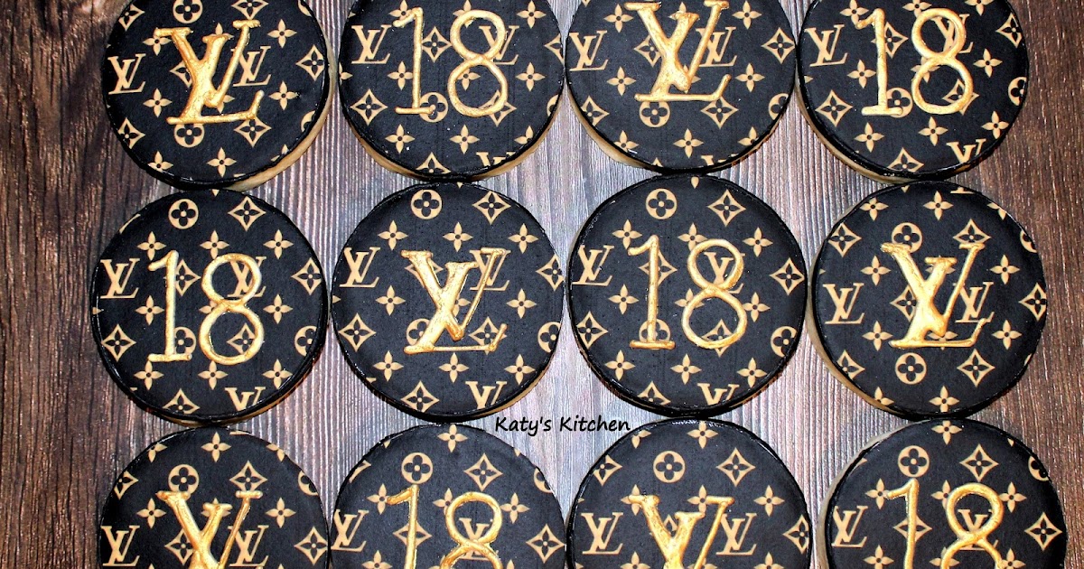 Katy's Kitchen: Black and Gold Louis Vuitton Cookies