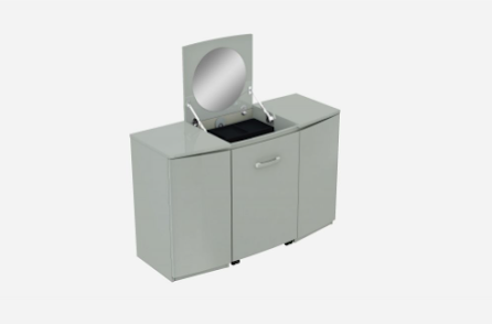 With its trendy style, this Grey High Gloss Compact Dressing Table is a chic accent to your home decor.
