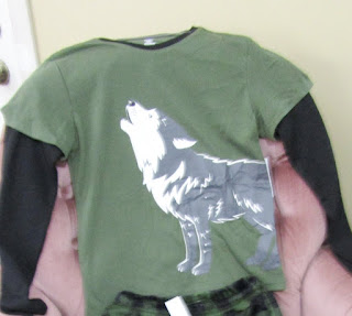 Image of pajamas with a wolf design