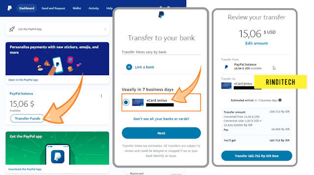 Cara Transfer Saldo PayPal ke eCard JENIUS - Berapa Potongannya?