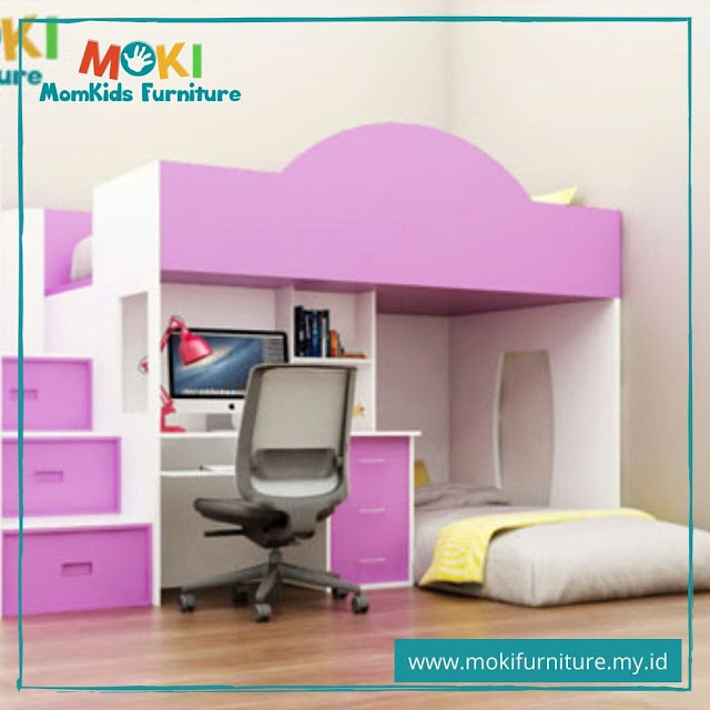 Tempat tidur anak tingkat minimalis tetinalis moki furniture