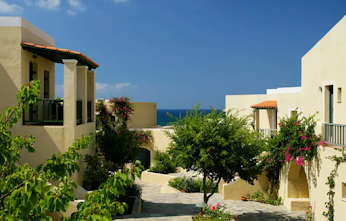 outdoor space of Kalimera Kriti village hotel Crete