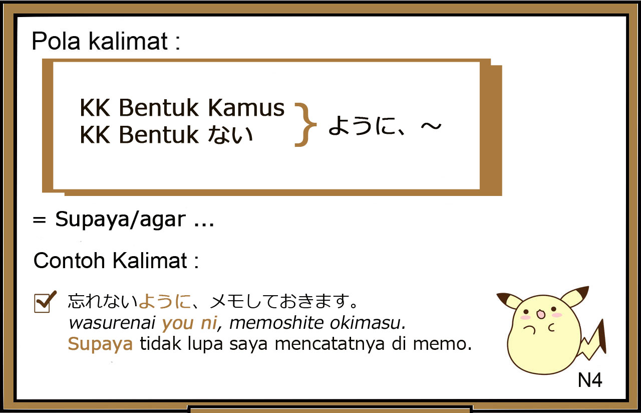 Pola Kalimat / Tata Bahasa / Bunpou / Grammar bahasa Jepang ~ ように ( ~ you ni )