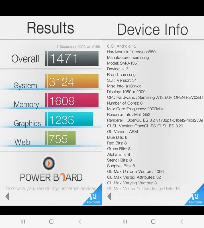 Benchmark Samsung Galaxy A13