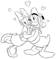 Donald and Daisy Duck in love coloring page