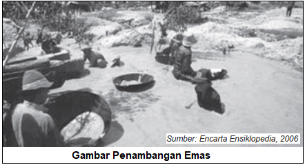 Gambar Penambangan Emas yang merupakan contoh  Sumber Daya Alam Mineral Logam yang Tidak Dapat Diperbarui